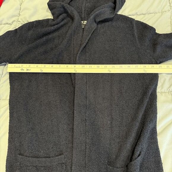 Barefoot Dreams CozyChic Lite Coastal Cardigan Hooded Black Pockets Size XS/S - Picture 9 of 12